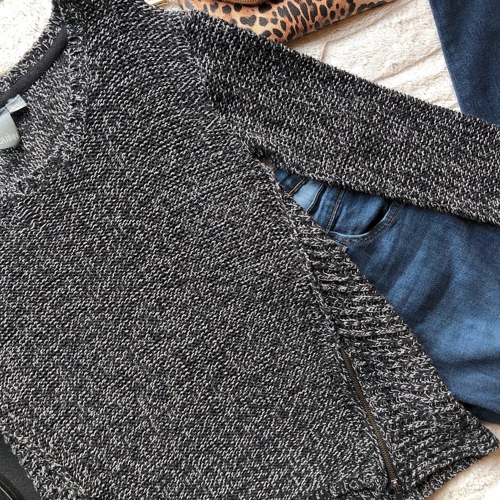Francesca’s Knit High Low Zipper Sweater